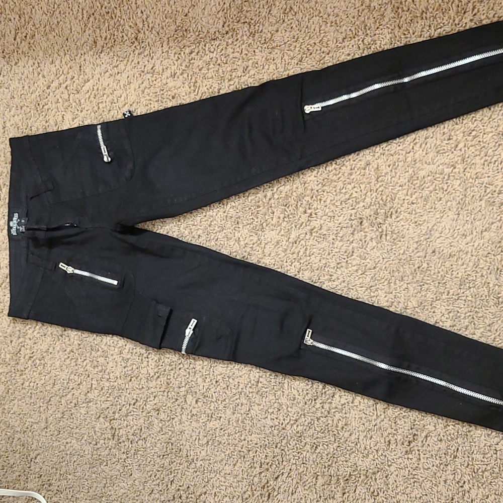 Royal Bones zipper skinny jeans